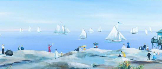 サリー・コールドウェル・フィッシャーの絵画作品　タイトルは、港の風景